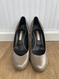 Gina London Gold Leather Round Toe High Heel Court Shoes Size UK 7.5