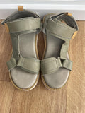 Carmela Sage Green Platform Leather Sandals Size UK 6