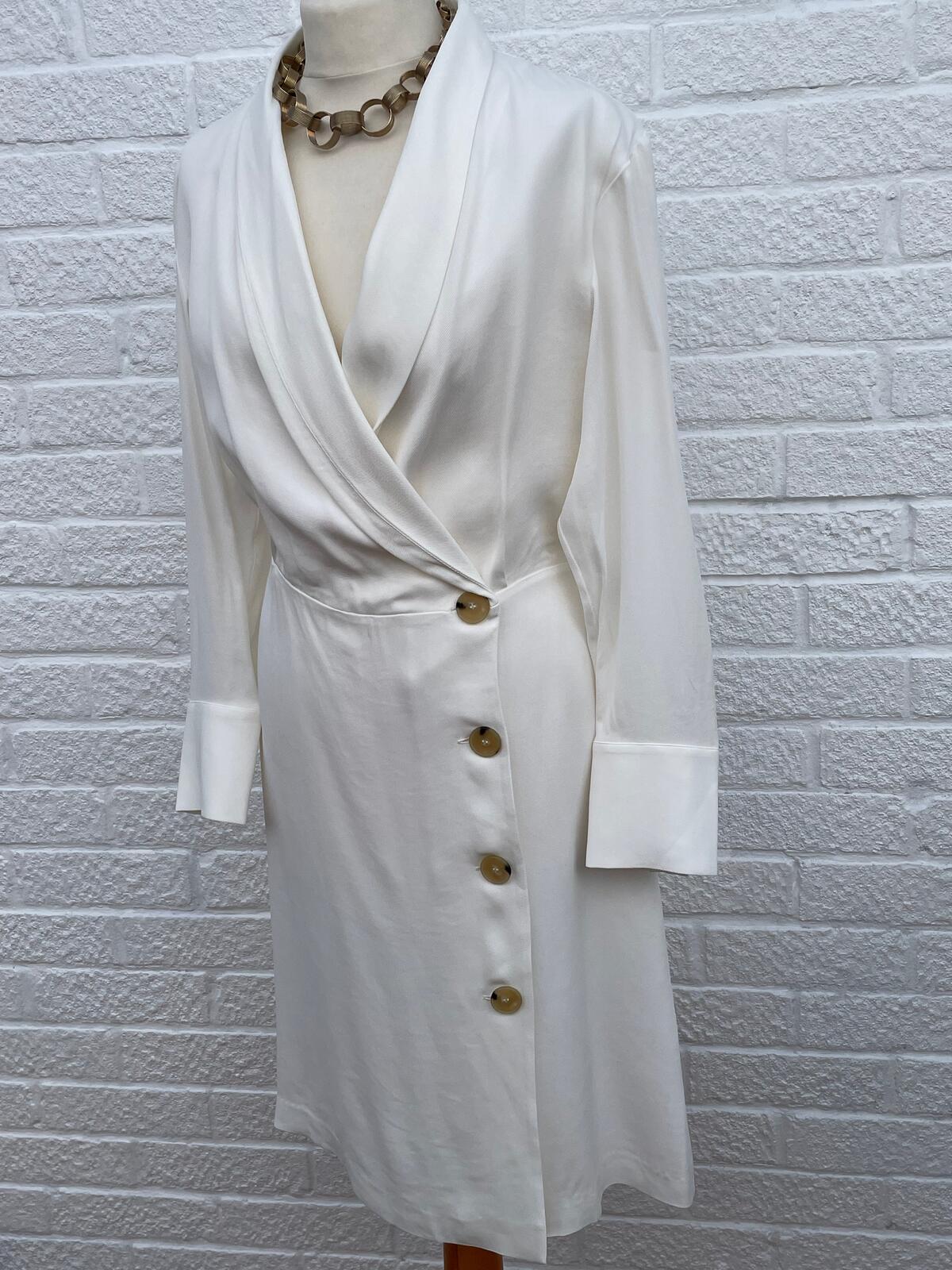 Massimo Dutti BNWT New Ivory Button Up Wrap Dress Size UK 12