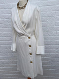 Massimo Dutti BNWT New Ivory Button Up Wrap Dress Size UK 12